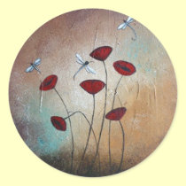 Dragonflies and Poppies stickers