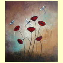 Dragonflies and Poppies t-shirts