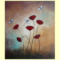 Dragonflies and Poppies t-shirts