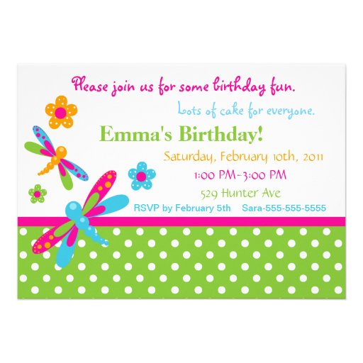 Dragonflies Birthday Invitation 4