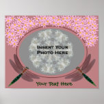 Dragonflies Flowers Frame Add Photo Poster Print
