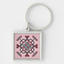 Dragonflies, Hearts and Circles Quilt Square Keych Key Chains