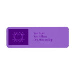 Dragonflies in purple on black return address labels