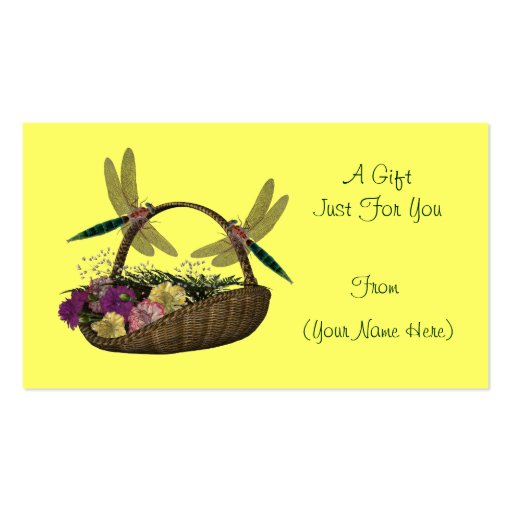 Dragonflies On Basket Personalized Gift Card Tag Business Card (front side)