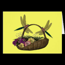 Dragonflies On Flower Basket Blank Note Card by SmilinEyesTreasures Dragonflies On Flower Basket Blank Note Card