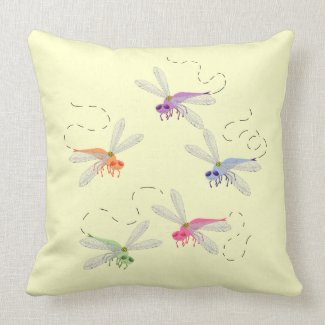 Dragonflies Whimsical Cartoon Art Pillows