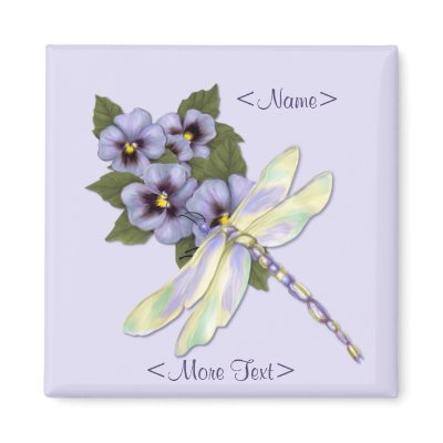 Dragonfly and Pansies Magnet by Spice