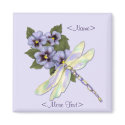 Dragonfly and Pansies magnets