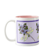 Dragonfly and Pansies mugs by Spice Dragonfly and Pansies mugs