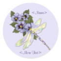 Dragonfly and Pansies stickers by Spice Dragonfly and Pansies stickers