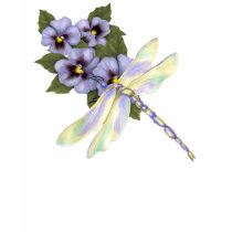 Dragonfly and Pansies t-shirts