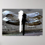 Dragonfly (black and white seperation) poster