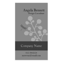 Dragonfly Blossom Grey Business Card