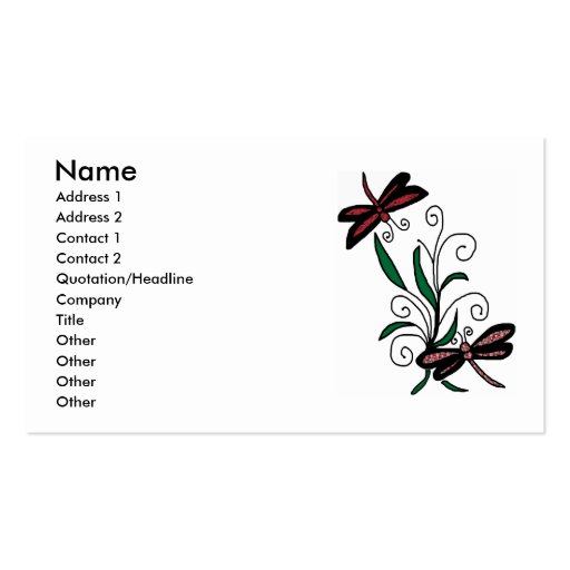 Dragonfly Bouquet business cards (front side)