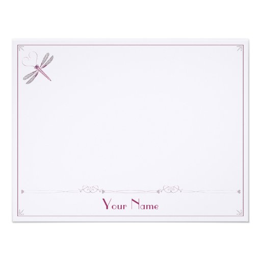 Dragonfly Correspondence Cards Personalized Invite