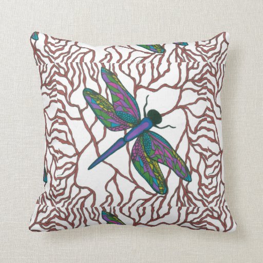Dragonfly Doodle Throw Pillow Zazzle