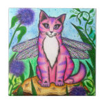 Dragonfly Fairy Cat Fantasy Art Tile tiles