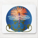 Dragonfly Flower Mouse Mat