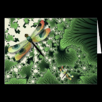 Dragonfly Fractals Card (Green) cards