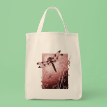 Dragonfly Grocery Tote (Brown) bags