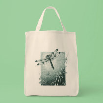 Dragonfly Grocery Tote (Turquoise) bags