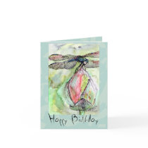 card, birthday, customizable, dragonfly, insects, flowers, watercolors, fine art, ginette, nature, ooak, unique, greeting card, feminine, nature lover, dragon fly lover, watercolor, Card with custom graphic design