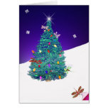 dragonfly holiday tree greeting card