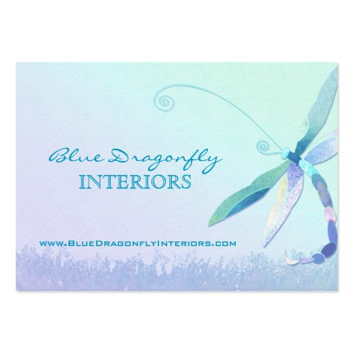 Dragonfly in Dreamy Field Unique Business Cards (front side)