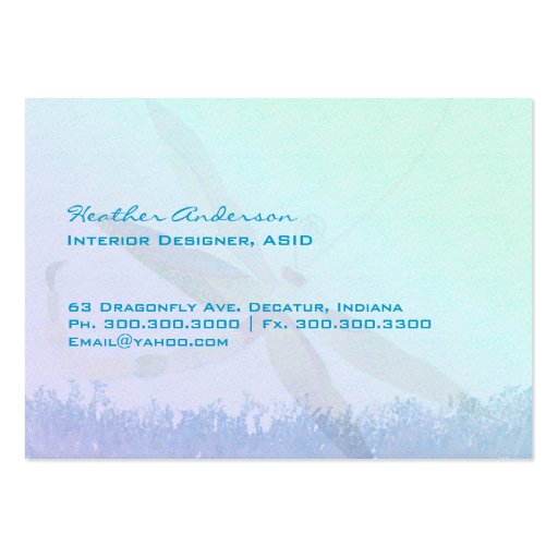 Dragonfly in Dreamy Field Unique Business Cards (back side)