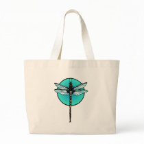 Dragonfly in Turquoise Circle Canvas Bag