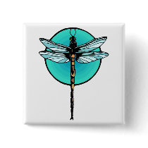 Dragonfly in Turquoise Circle Buttons