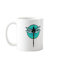Dragonfly in Turquoise Circle Mugs