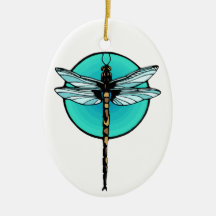 Dragonfly in Turquoise Circle Ornaments