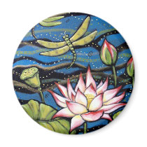 DRAGONFLY LOTUS REFRIGERATOR MAGNETS