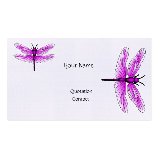 Dragonfly Magenta Business Card Linen Paper (front side)