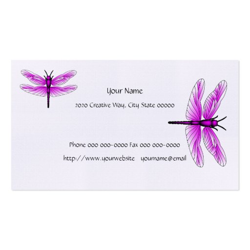 Dragonfly Magenta Business Card Linen Paper (back side)