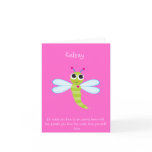 Dragonfly Notecard with Bubblegum Pink Background