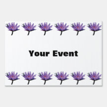 Dragonfly on Purple Water Lily Lawn Signs