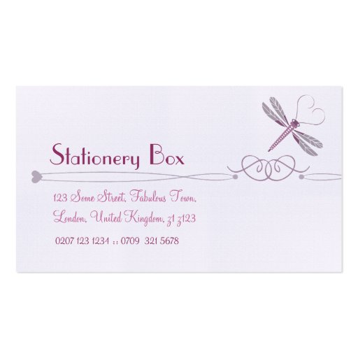 Dragonfly Personal Calling Cards Business Card Template (front side)