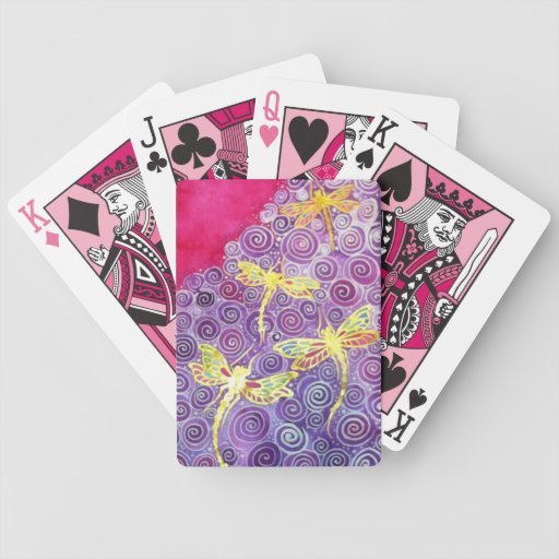 Dragonfly Playing Cards: Original Silk Painting