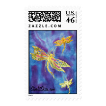 Dragonfly Silk Painting Postage Stamp