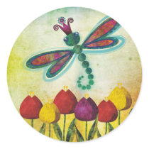 dragonfly round stickers