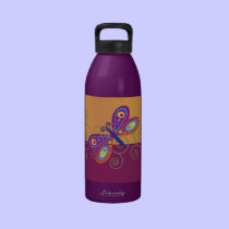 Dragonfly Swirls Digital Art Water Bottle water bottles
