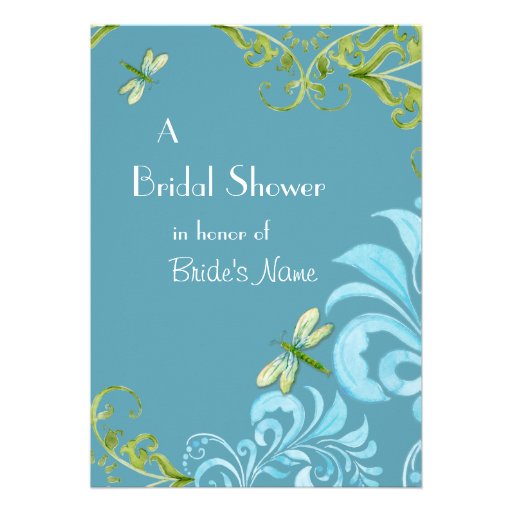 Dragonfly Swirls Scroll Chic Modern Floral Invite