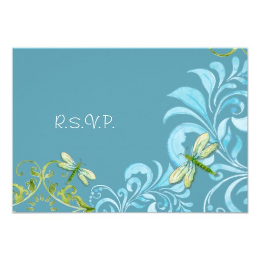 Dragonfly Swirls Scroll Chic Modern Floral Invite