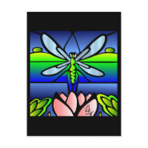 Dragonfly Tiffany Style Postcard