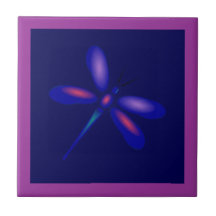 Dragonfly Tile (fuschia border)