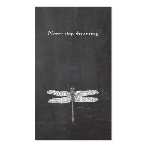 Dragonfly Vintage Etching Rustic Grunge Look Black Business Card Template (front side)
