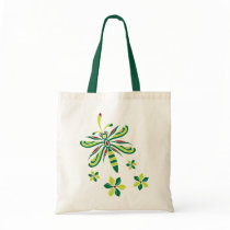 Dragonfly with Flowers V2 Tote Bag by ChunkyDesign Dragonfly with Flowers V2 Tote Bag