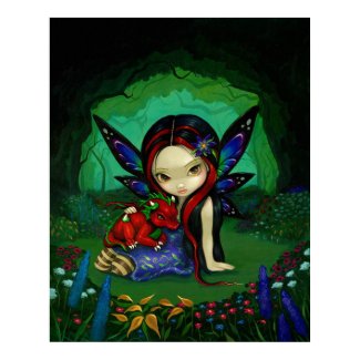 Dragonling Garden 1 fantasy dragon fairy Art Print print